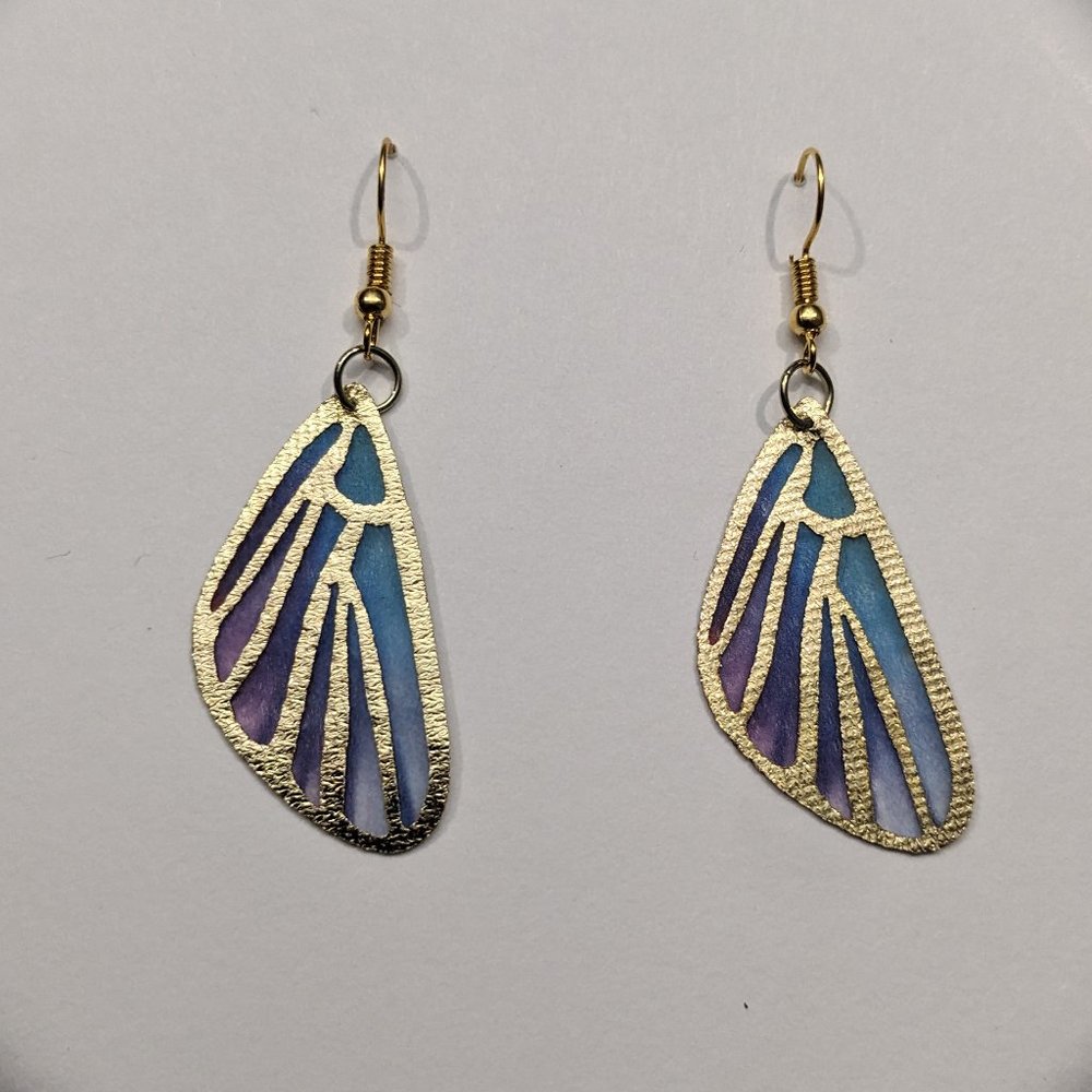 Butterfly Wing Earrings - Blue/Purple/Gold